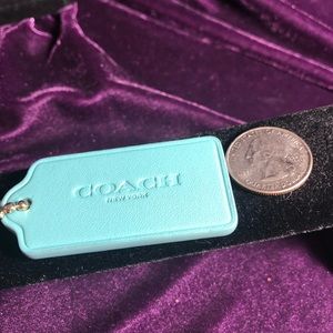 Turquoise Embossed Coach Hangtag with Queen printed on reverse NWOT